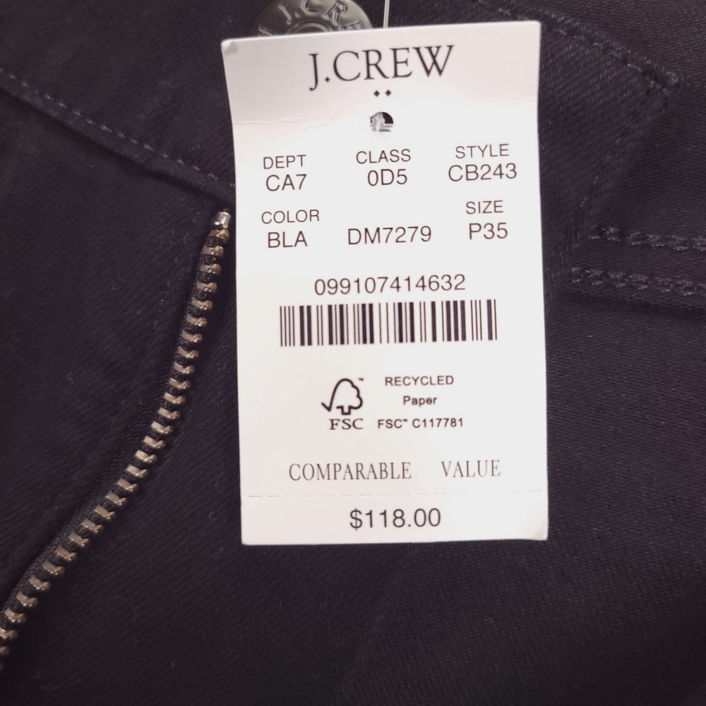 J CREW Factory Jeans Size 35P High Rise Flare Crop Black Stretch Denim NEW - Picture 7 of 16